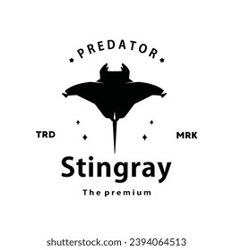 vintage retro hipster stingray logo vector outline silhouette art icon