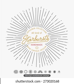 Vintage, Retro hipster style vector monochrome starbursts with ray for badge label or logo