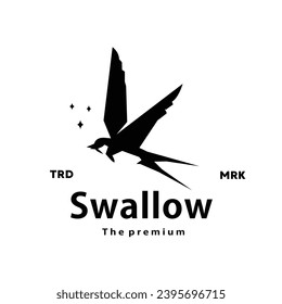 vintage retro hipster swallow logo vector outline silhouette art icon