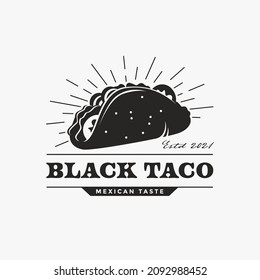 Vintage retro hipster Taco logo design vector illustration, mexican culinary food logo design