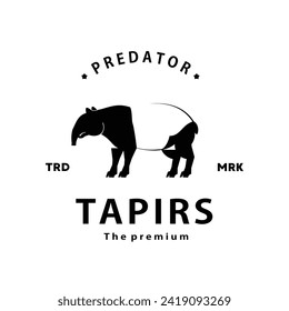 vintage retro hipster tapirs logo vector outline silhouette art icon