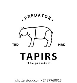 vintage retro hipster tapirs logo outline monoline art icon