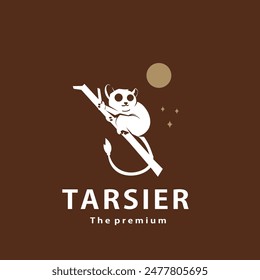 vintage retro hipster tarsier logo vector outline silhouette art icon