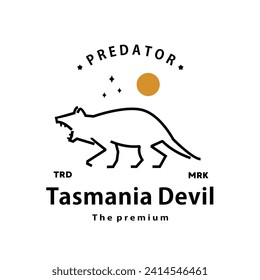 vintage retro hipster tasmania devil logo vector outline monoline art icon