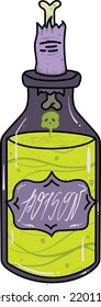 Vintage Retro Hipster Tattoo Style Neon Poison Potion with Finger and Skulls Vector Digital Art Print Design.