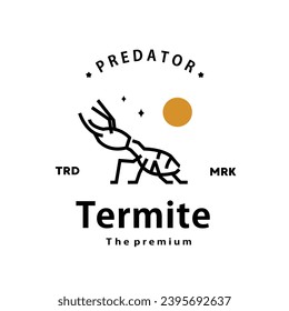 vintage retro hipster termite logo vector outline monoline art icon