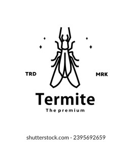 vintage retro hipster termite logo vector outline monoline art icon