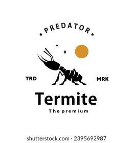 vintage retro hipster termite logo vector outline silhouette art icon