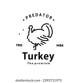 vintage retro hipster turkey logo vector outline monoline art icon