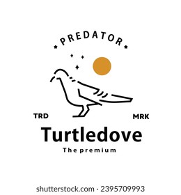 vintage retro hipster turtledove logo vector outline monoline art icon