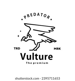 vintage retro hipster vulture logo vector outline monoline art icon