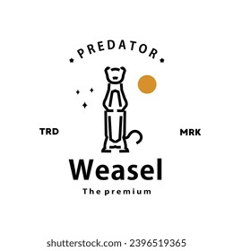 vintage retro hipster weasel logo vector outline monoline art icon
