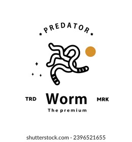 vintage retro hipster worm logo vector outline monoline art icon