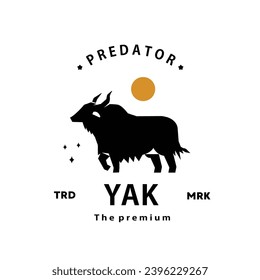 vintage retro hipster yak logo vector outline silhouette art icon