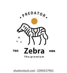 vintage retro hipster zebra logo vector outline monoline art icon