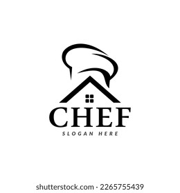 Vintage retro Home Chef logo design vector from creative combination of a house and a chef's hat, good logo for catering, restaurant, home cooking, home industry etc.