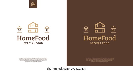 Vintage Retro home food, minimalist food label stamp logo design vector