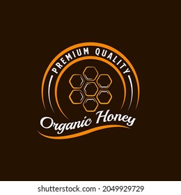 Abeja de miel retro vintage, honeycomb, diseño de logotipo de colmena. Plantilla de logotipo de granja de lujo y Premium