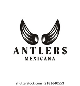 diseño de logotipo de antler de cuerno retro vintage