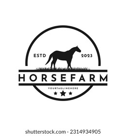 Vintage retro horse farm logo design idea