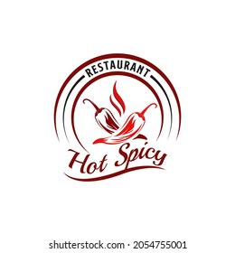 Vintage Retro Hot Spicy Restaurant Logo Design. With smoke, fire, and chili icon. Premium, and luxury food logo template