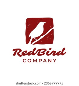 Vintage Retro Hummingbird Parakeet Lovebird Logo. Vector of Bird Silhouette Design Illustration