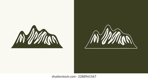 Vintage retro hunt travel outdoor element. Mountain rock. Can be used for emblem, logo, badge, label. mark, poster or print. Monochrome Graphic Art. Vector	