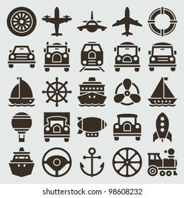 Vintage retro icons transport set. Vector design elements.