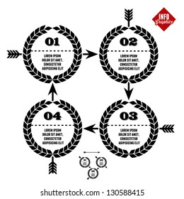 Vintage retro info graphics with wreath