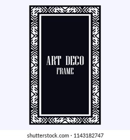 Vintage retro invitation in Art Deco style. Art deco border and frame. Creative template in style of 1920s. Vector illustration. EPS 10