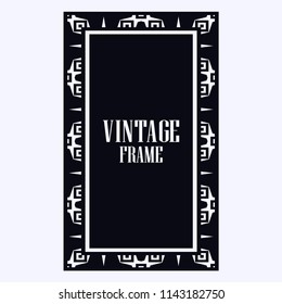 Vintage retro invitation in Art Deco style. Art deco border and frame. Creative template in style of 1920s. Vector illustration. EPS 10