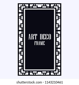 Vintage retro invitation in Art Deco style. Art deco border and frame. Creative template in style of 1920s. Vector illustration. EPS 10