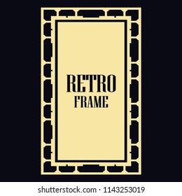 Vintage retro invitation in Art Deco style. Art deco border and frame. Creative template in style of 1920s. Vector illustration. EPS 10