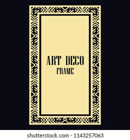 Vintage retro invitation in Art Deco style. Art deco border and frame. Creative template in style of 1920s. Vector illustration. EPS 10