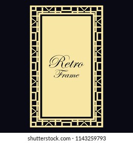 Vintage retro invitation in Art Deco style. Art deco border and frame. Creative template in style of 1920s. Vector illustration. EPS 10