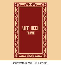 Vintage retro invitation in Art Deco style. Art deco border and frame. Creative template in style of 1920s. Vector illustration. EPS 10