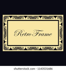 Vintage retro invitation in Art Deco style. Art deco border and frame. Creative template in style of 1920s. Vector illustration. EPS 10