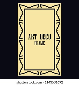 Vintage retro invitation in Art Deco style. Art deco border and frame. Creative template in style of 1920s. Vector illustration. EPS 10