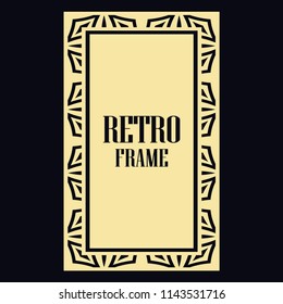 Vintage retro invitation in Art Deco style. Art deco border and frame. Creative template in style of 1920s. Vector illustration. EPS 10