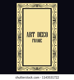 Vintage retro invitation in Art Deco style. Art deco border and frame. Creative template in style of 1920s. Vector illustration. EPS 10