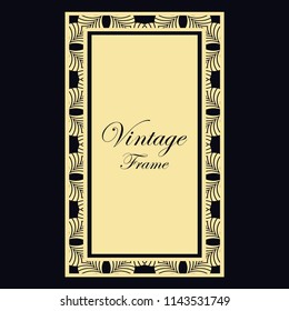 Vintage retro invitation in Art Deco style. Art deco border and frame. Creative template in style of 1920s. Vector illustration. EPS 10