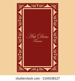 Vintage retro invitation in Art Deco style. Art deco border and frame. Creative template in style of 1920s. Vector illustration. EPS 10