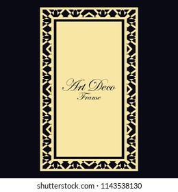 Vintage retro invitation in Art Deco style. Art deco border and frame. Creative template in style of 1920s. Vector illustration. EPS 10