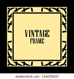 Vintage retro invitation in Art Deco style. Art deco border and frame. Creative template in style of 1920s. Vector illustration. EPS 10