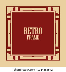 Vintage retro invitation in Art Deco style. Art deco border and frame. Creative template in style of 1920s. Vector illustration. EPS 10