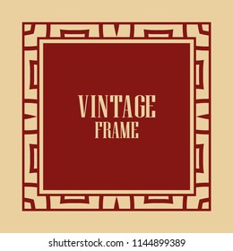 Vintage retro invitation in Art Deco style. Art deco border and frame. Creative template in style of 1920s. Vector illustration. EPS 10