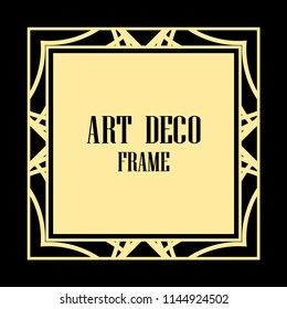 Vintage retro invitation in Art Deco style. Art deco border and frame. Creative template in style of 1920s. Vector illustration. EPS 10