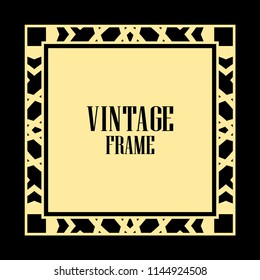 Vintage retro invitation in Art Deco style. Art deco border and frame. Creative template in style of 1920s. Vector illustration. EPS 10