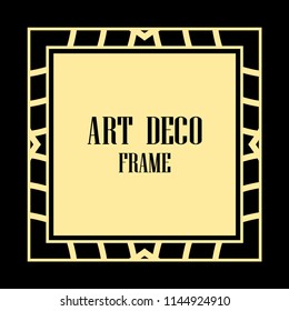 Vintage retro invitation in Art Deco style. Art deco border and frame. Creative template in style of 1920s. Vector illustration. EPS 10