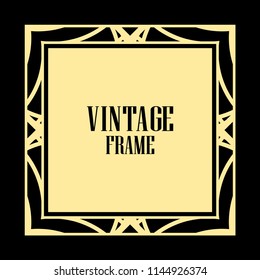 Vintage retro invitation in Art Deco style. Art deco border and frame. Creative template in style of 1920s. Vector illustration. EPS 10